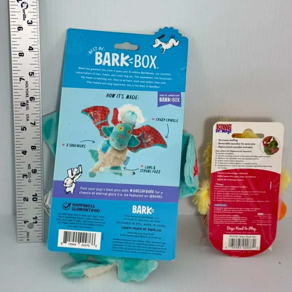 NWT BarkBox 2-Piece Plush Dog Toy Lot & Eddie Bauer Fleece-Lined Nylon Bandana